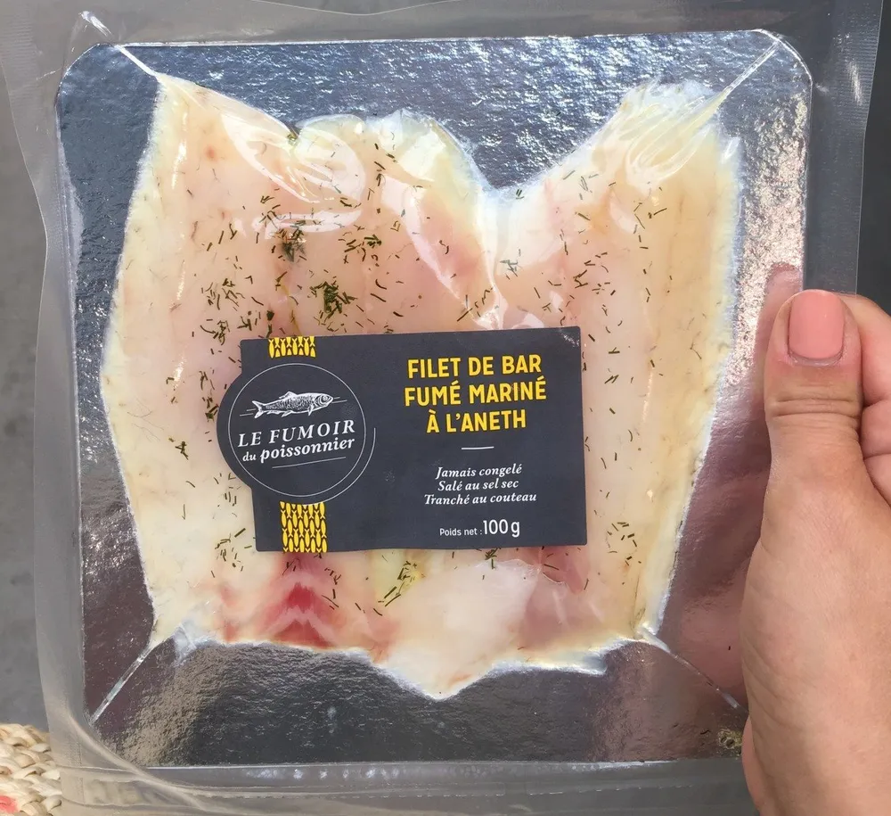 Filet de bar fumé mariné à l'aneth