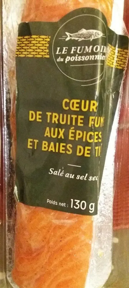 Coeur de truite fumée aux épices et baies de timut