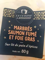 Marbrés saumon fumé et foie gras sur lit de pain d’épices