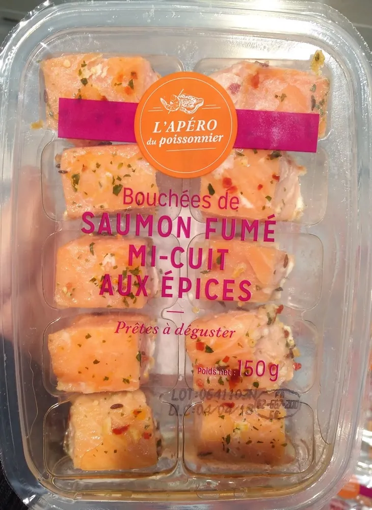Bouchées de saumon fumé mi-cuit aux épices