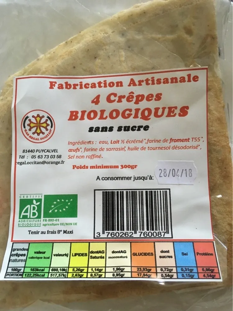 4 Crêpes Biologiques Sans Sucre