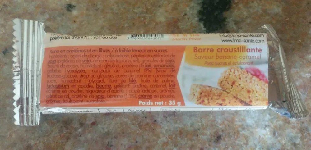 Barre croustillante saveur banane-caramel