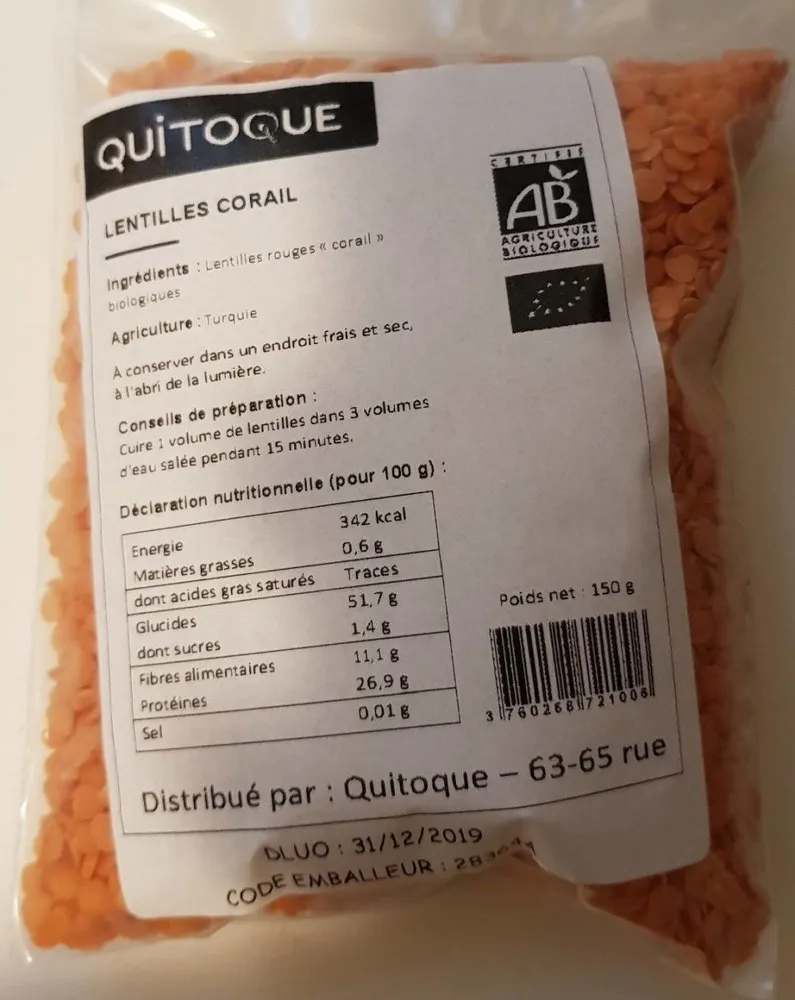 Lentilles corail