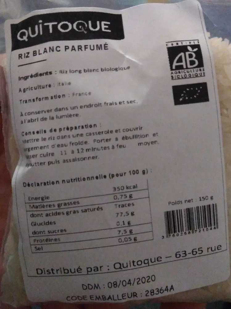 Riz blanc parfumé