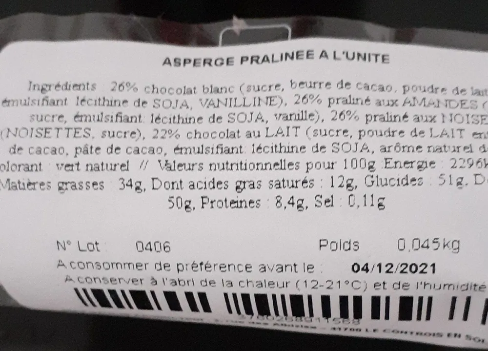 Asperge pralinée