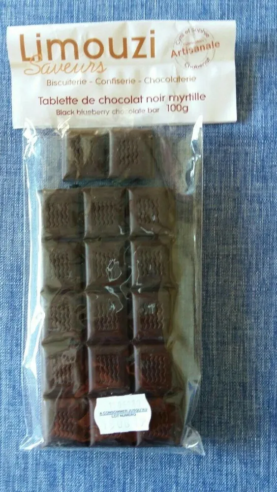 Tablette de chocolat noir myrtille