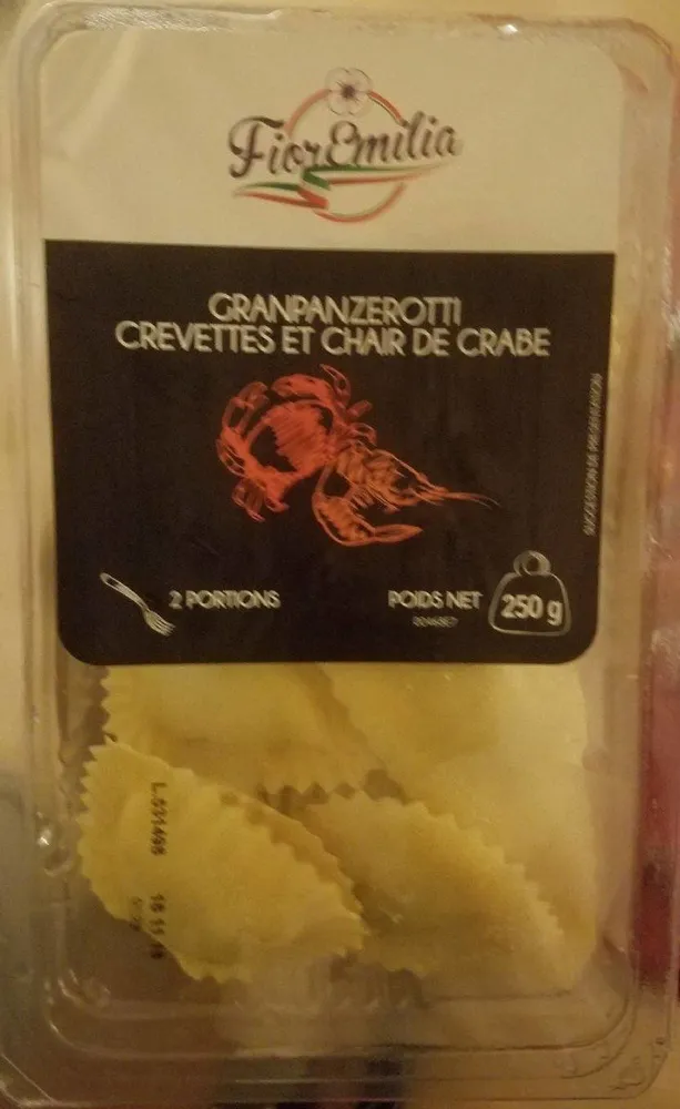 Granpanzerotti crevettes et chair de crabe