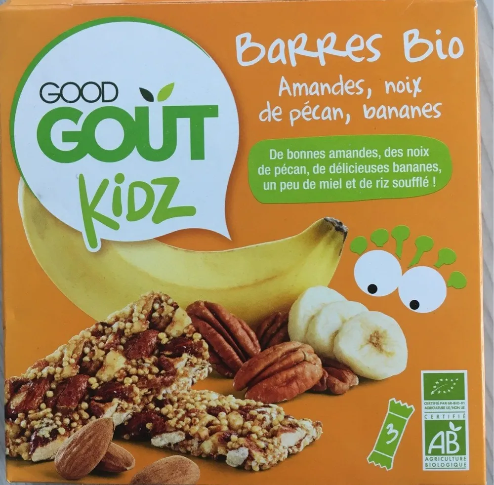 Barres bio Amandes, noix de pécan, bananes-Good Gout Kidz-60g