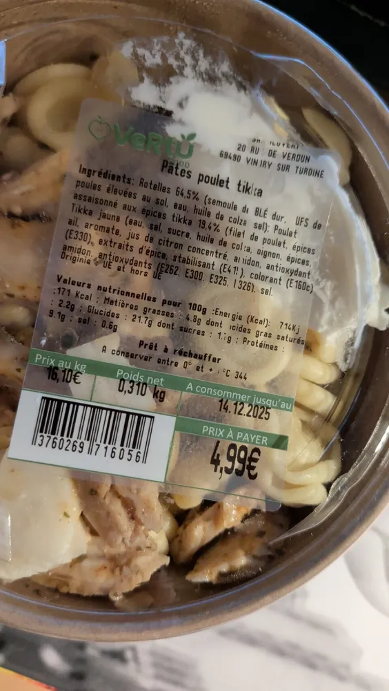 Pâtes Poulet Tikka