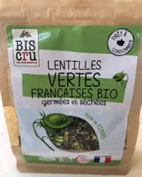 Lentilles vertes Bio germées et séchées