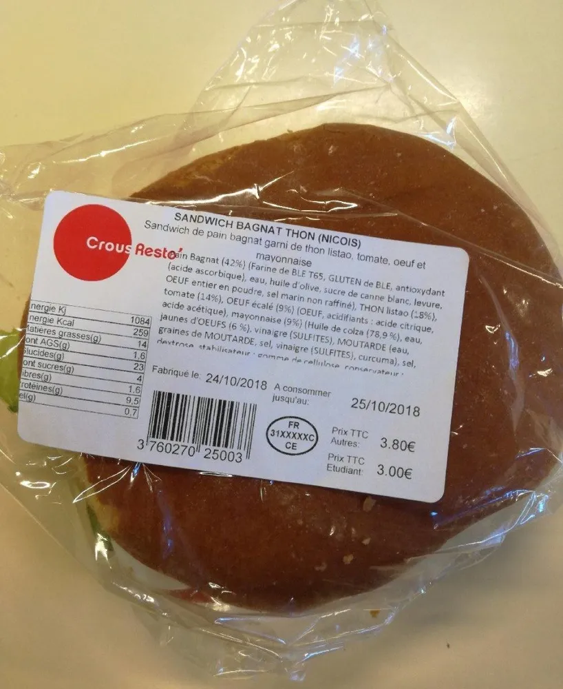 Sandwich Bagnat Thon (Niçois)