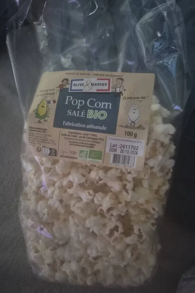 Pop corn salé bio