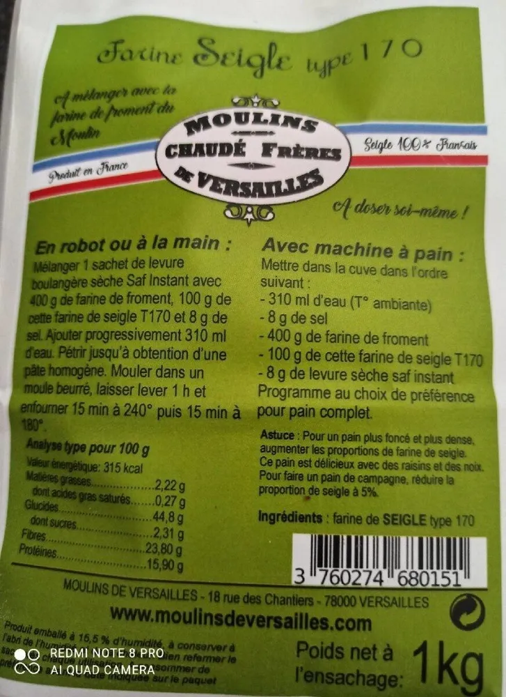 Farine de seigle type 170