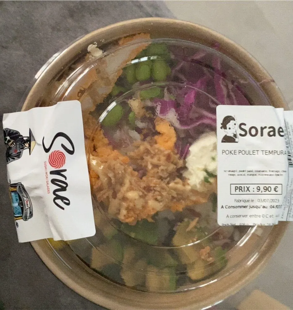 Poke poulet tempura