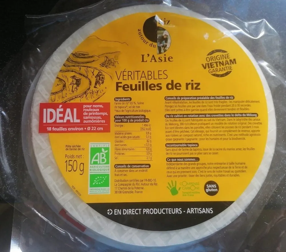 Véritables Feuilles de riz