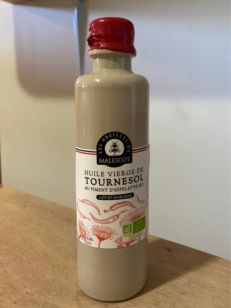 Huile vierge de tournesol au piment d'Espelette Bio