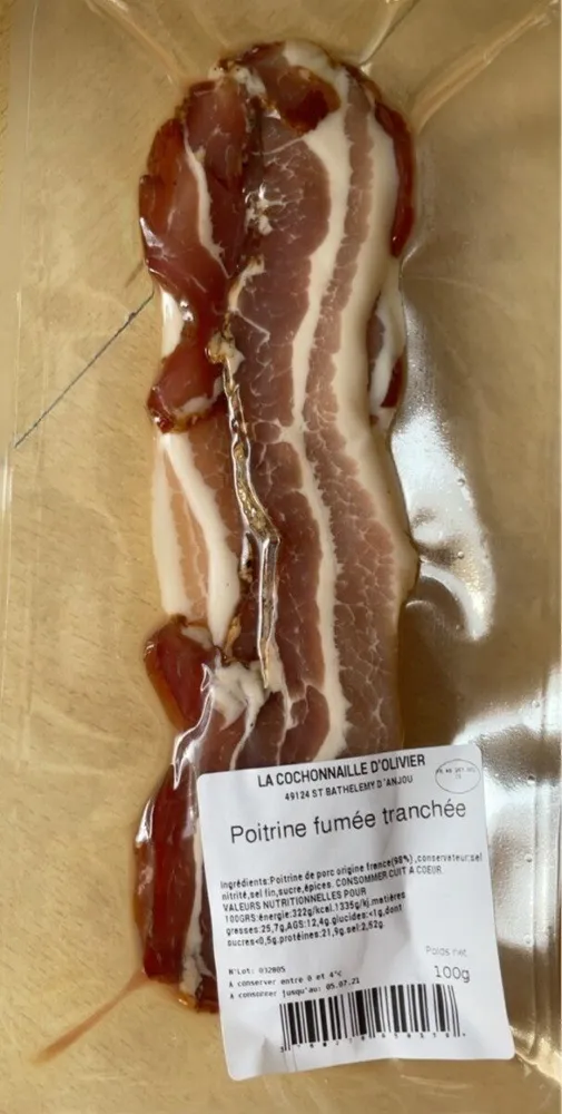 Poitrine fumée tranchée