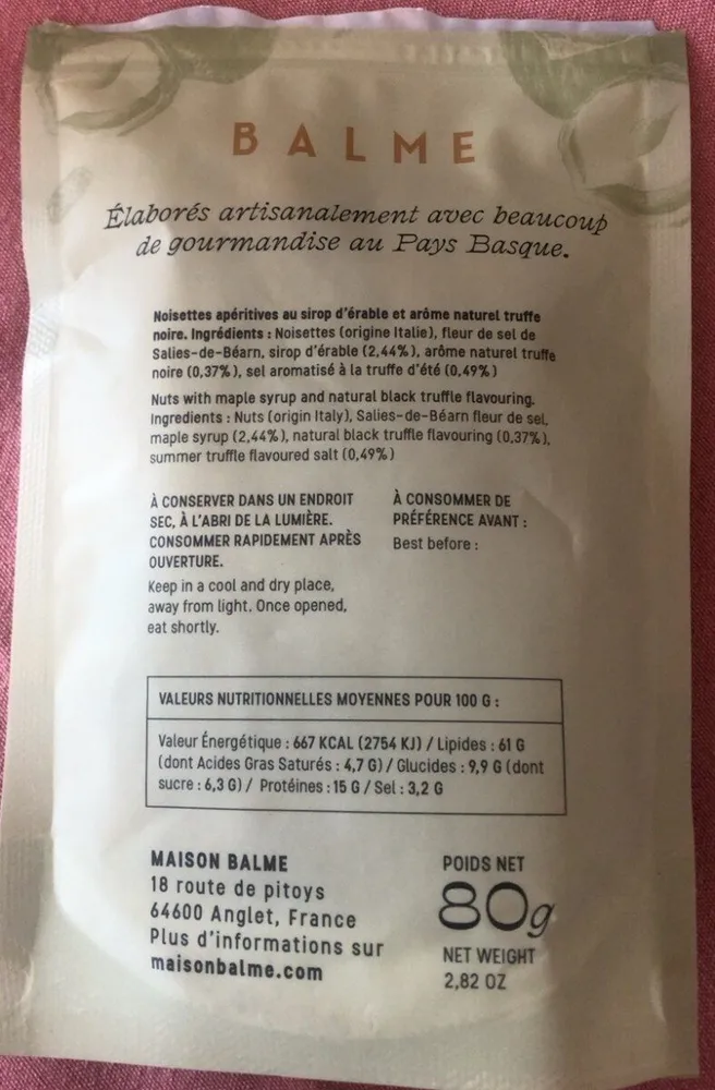 Noisettes au sirop d’erable et truffe