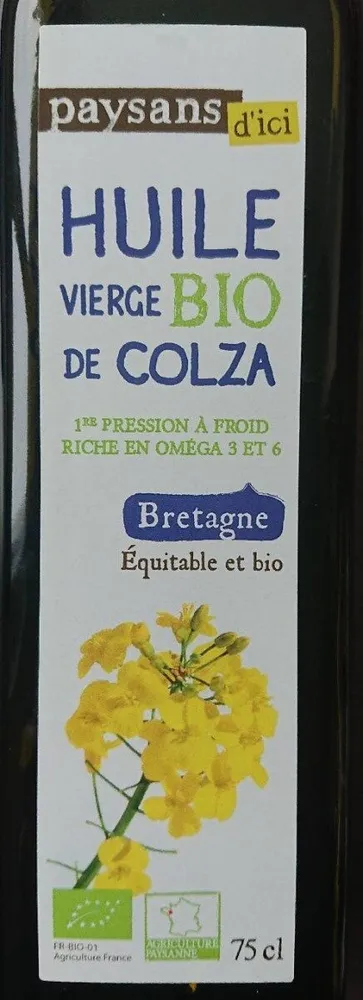 Huile vierge bio de colza