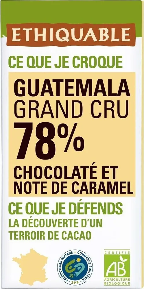 Guatemala 78% chocolaté et note de caramel