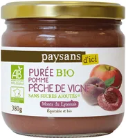 Purée bio pomme pêche de vigne sans sucres ajoutés