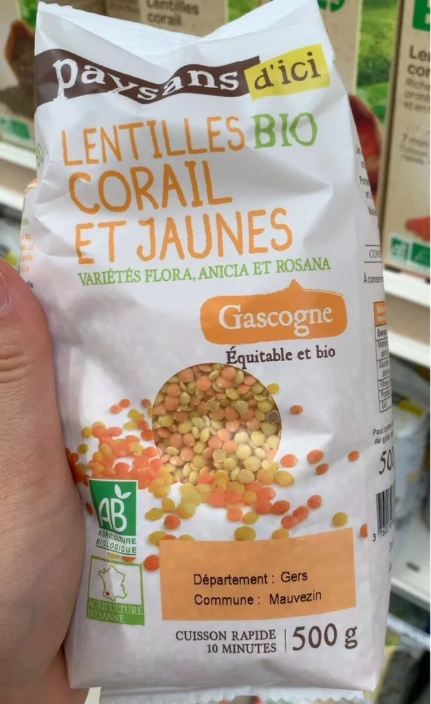 Lentilles corail et jaunes bio