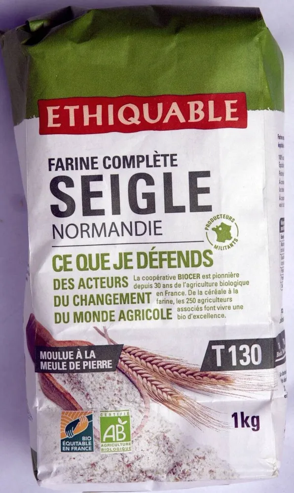 Farine complète - seigle bio - moulue à la meule de pierre - T130