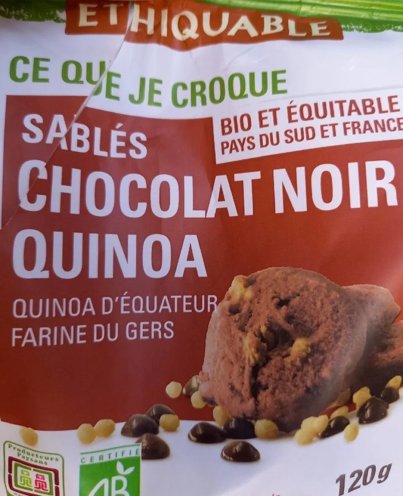 Sablés chocolat noir quinoa