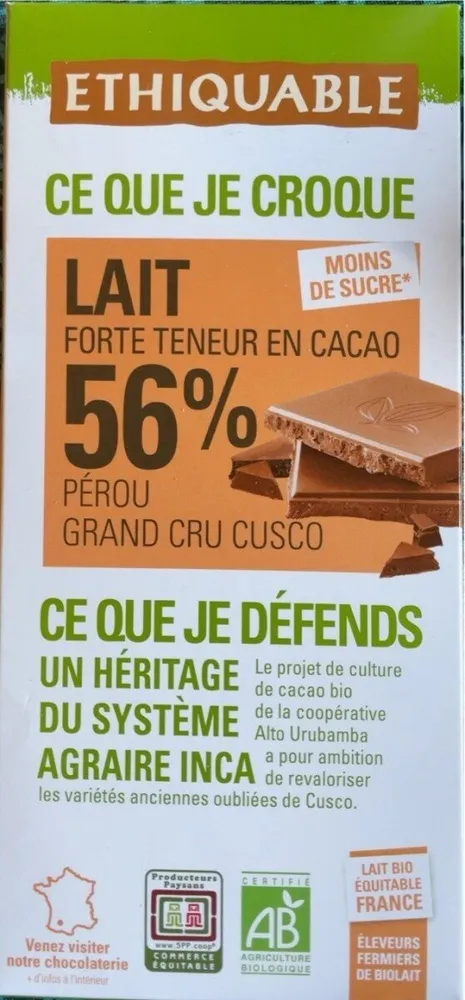 chocolat lait 56%