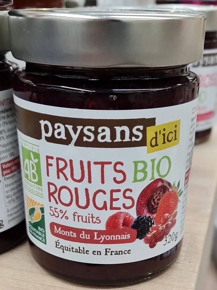 Confiture extra bio de fruits rouge
