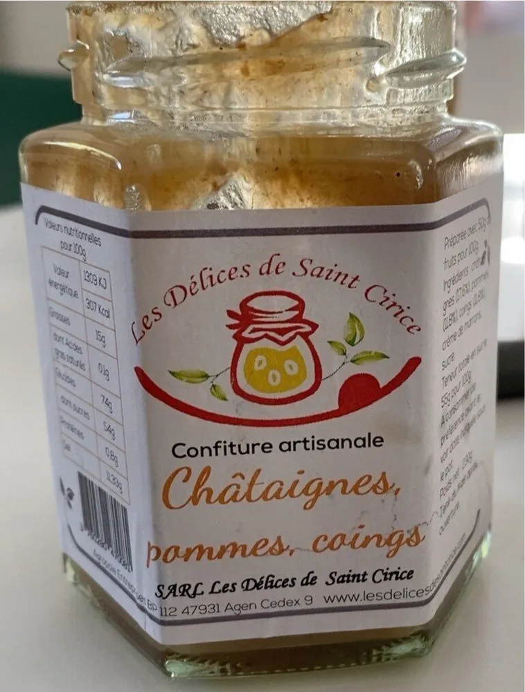 Confiture arrisanale chataignes, pommes, coings
