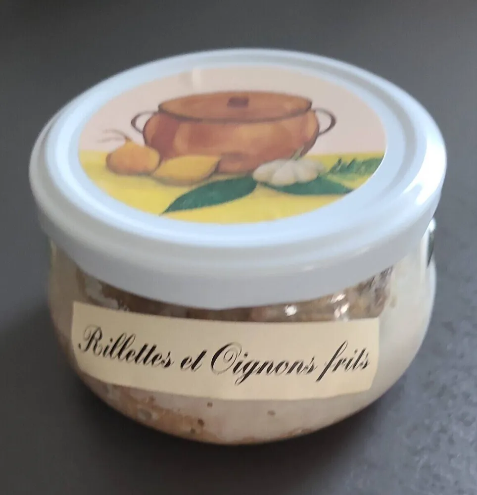 Rillettes et oignons frits