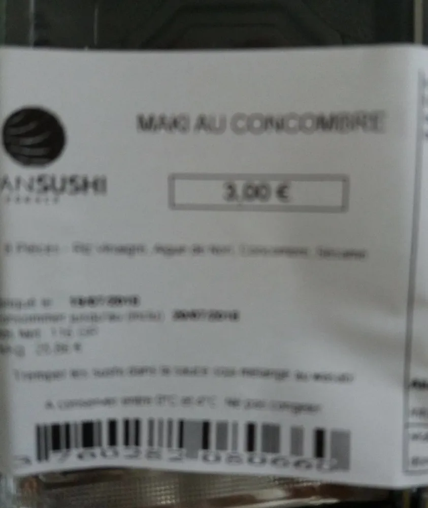 Maki au concombre
