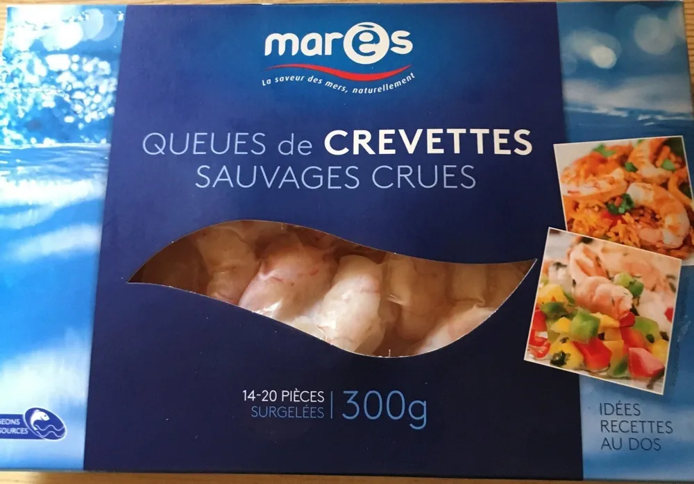 Queues de crevettes sauvages crues