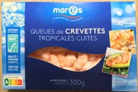 Queues de crevettes tropicales cuites