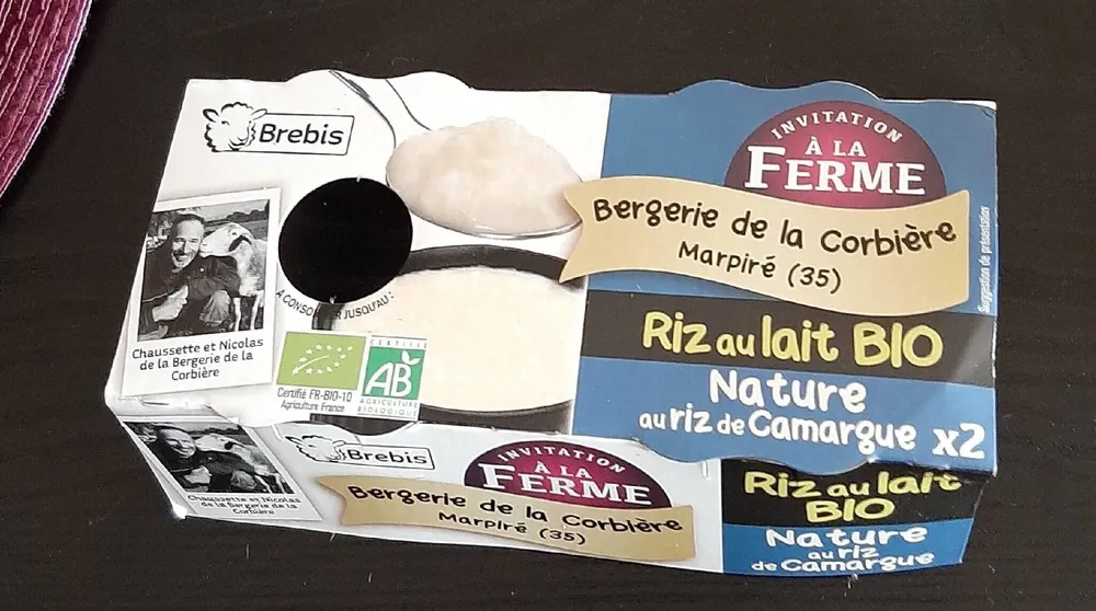 Riz au lait bio nature au riz de camarade