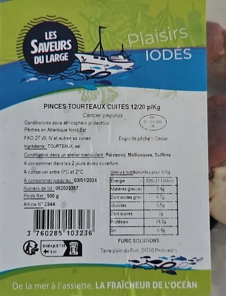Pinces Tourteaux Cuites