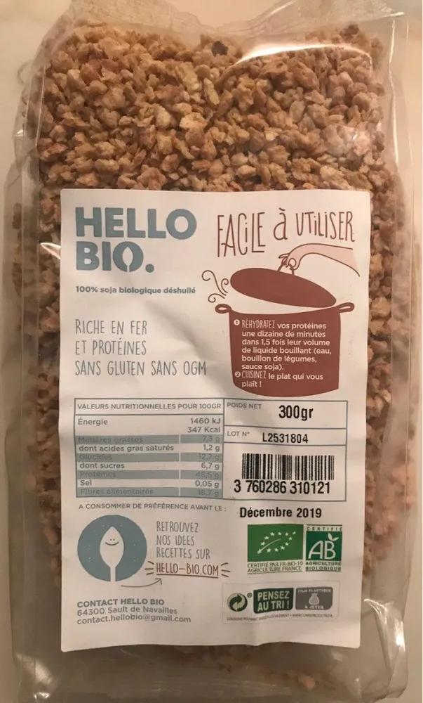 100% soja biologique déshuilé
