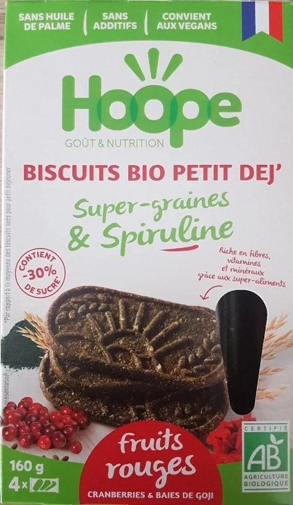 Biscuits bio petit dej super graines et spiruline