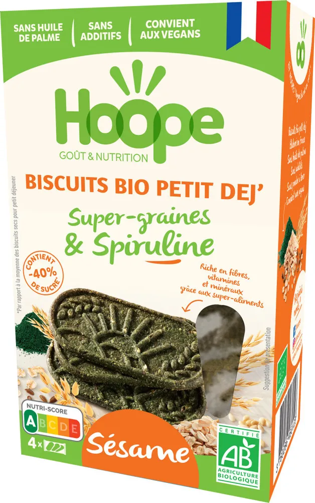 Biscuit petit-déj' bio sésame & spiruline