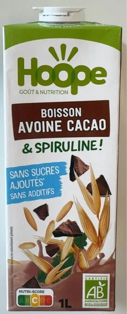 Boisson végétale bio avoine, cacao & spiruline