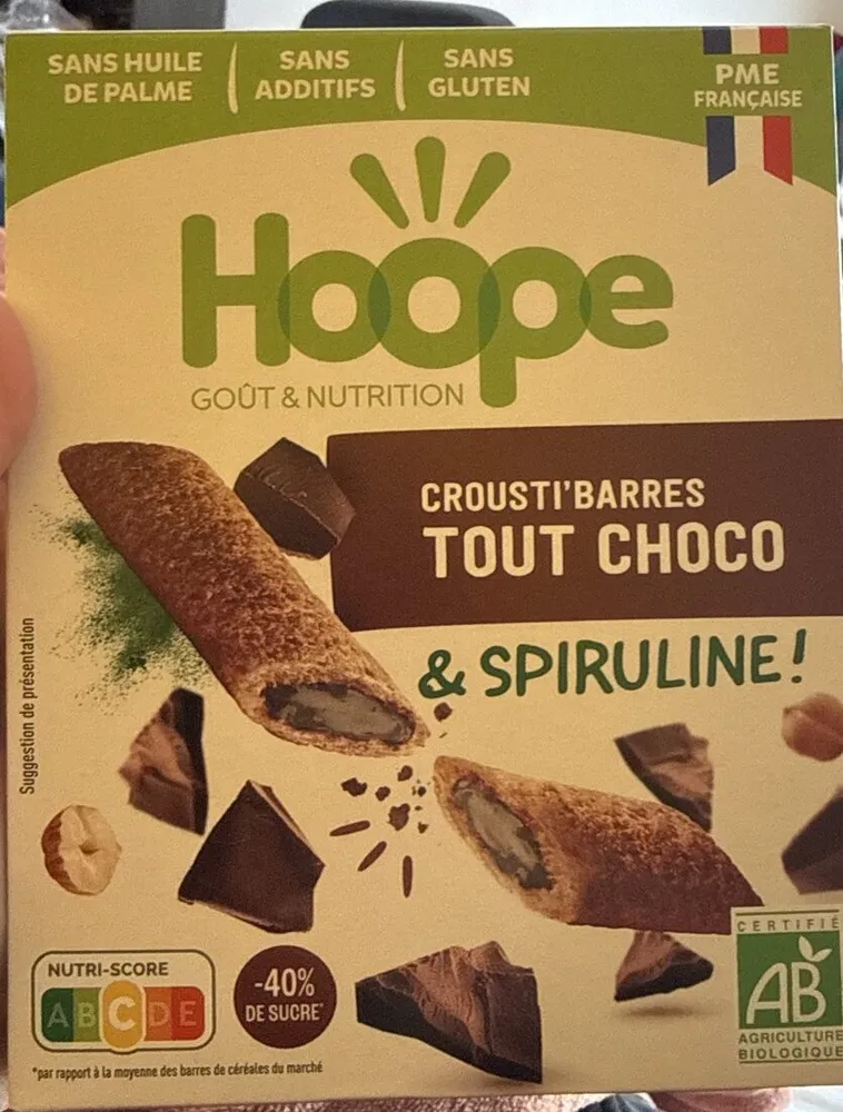 Crousti'barres bio tout choco & spiruline