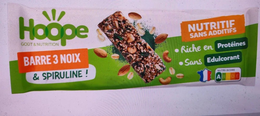 Barre protéinée 3 noix & spiruline 40g