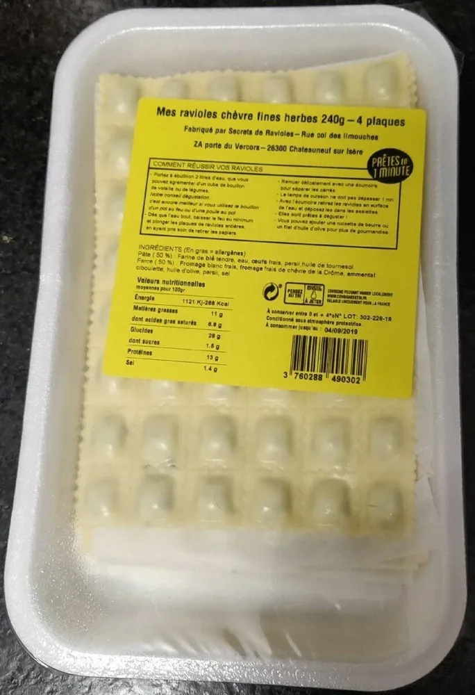 Mes ravioles chèvre fines herbes 240g - 4 plaques