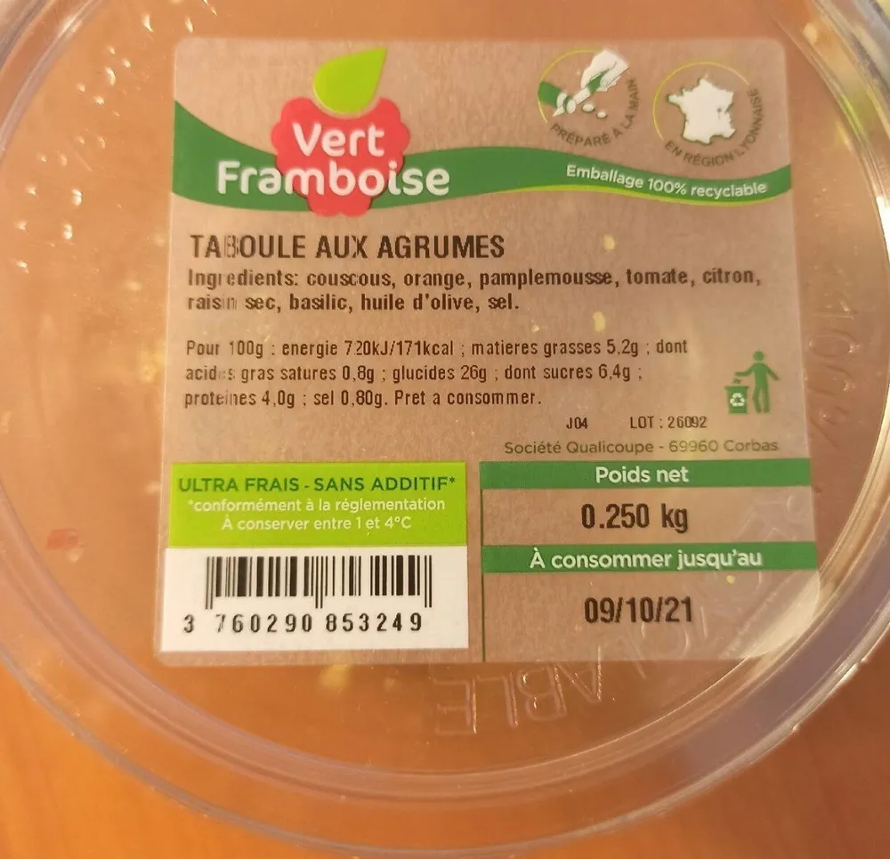 Taboulé aux agrumes - Vert framboise