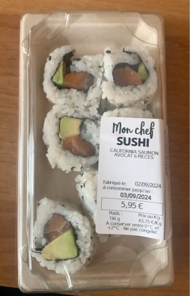California saumon avocat 6 pièces