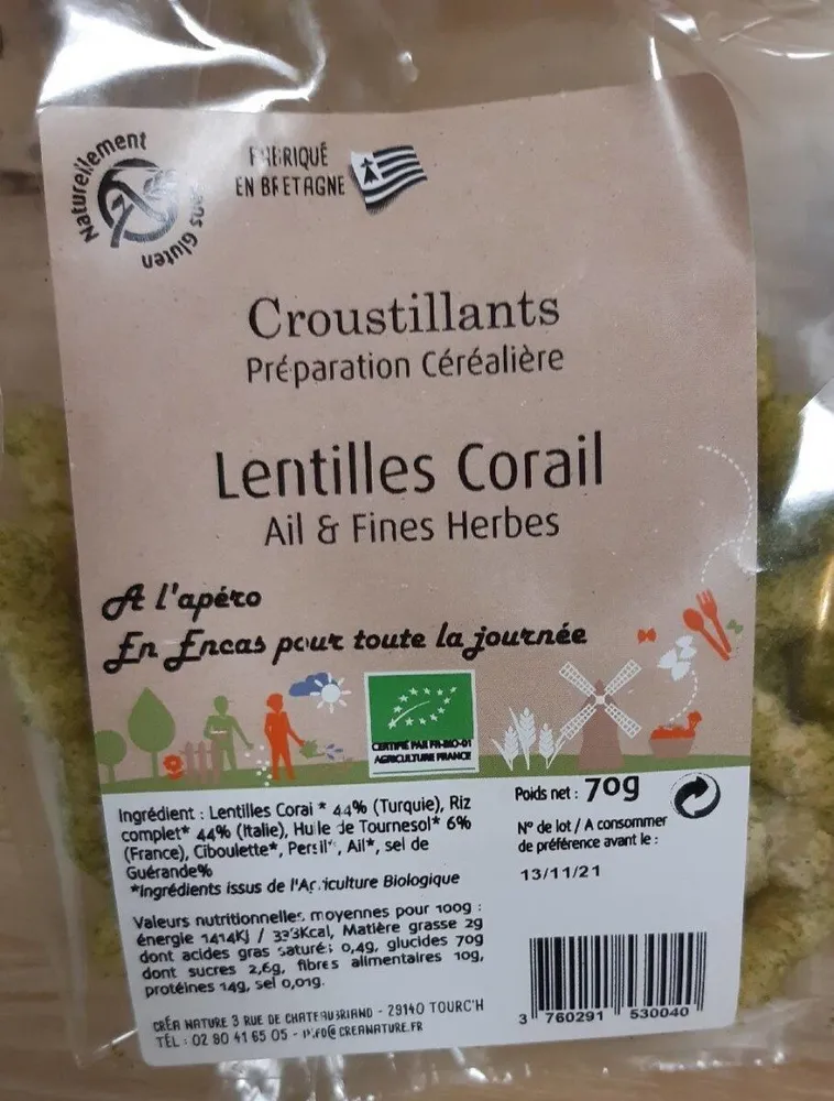 Lentilles corail ail et fines herbes