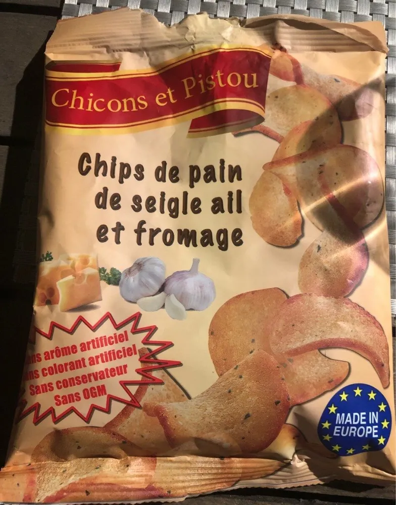 Chips de pain de seigle ail et fromage