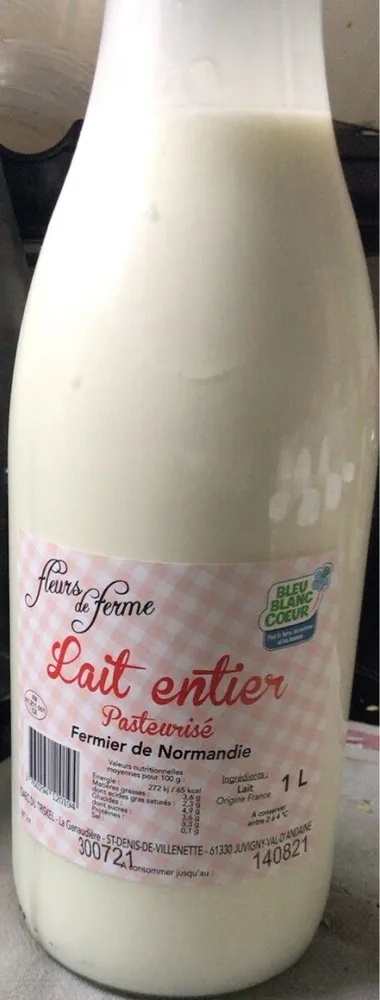 LAIT ENTIER PASTEURISÉ
