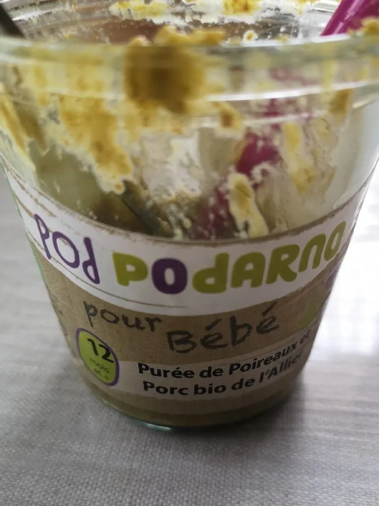 Purée de poireaux porc
